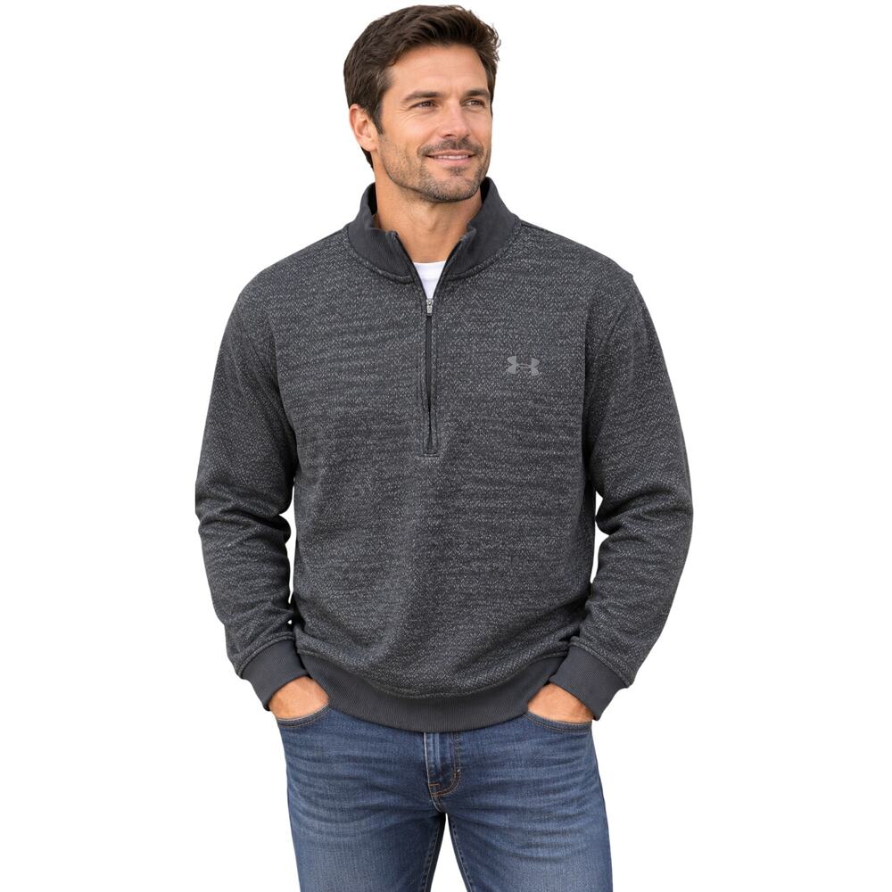 Under armour sz L dark heathered grey 1/4 zip pullover performance athletic EUC